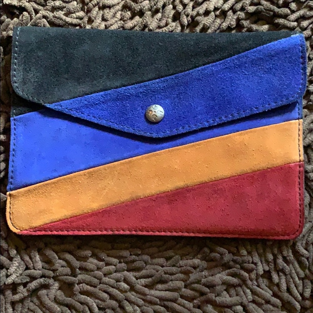 Patricia Nash multicolored suede clutch